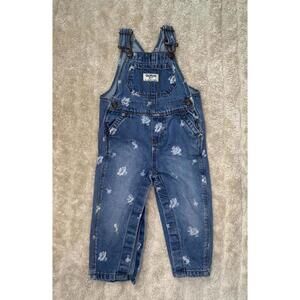 OshKosh B'gosh Vestbak classic floral snap leg bib-style denim overalls 12M